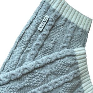 LEG WARMERS Gray & beige cable knit